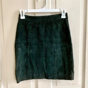 vintage green suede leather mini skirt